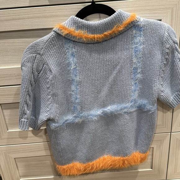 Andersson Bell Hayes Lingerie Intarsia Knit Collar Top/Sweater in Blue Medium - Picture 9 of 11